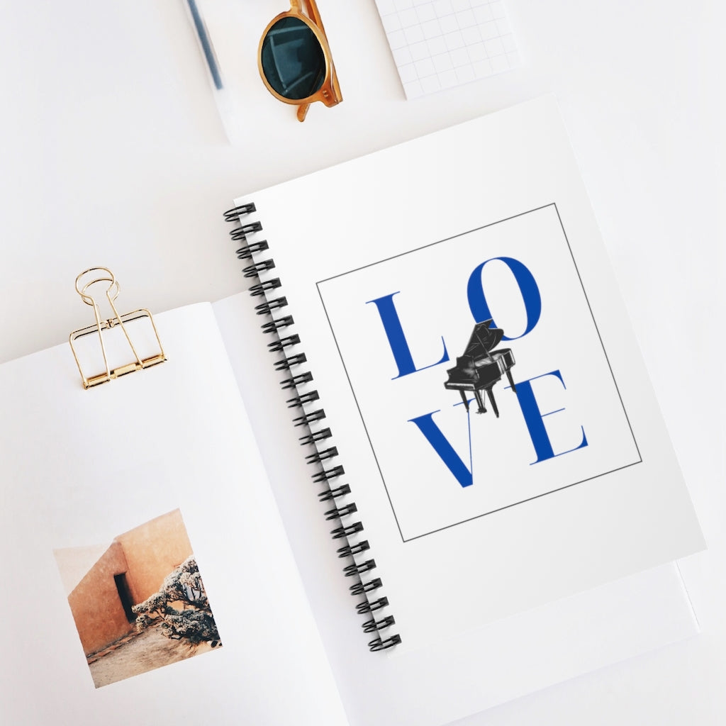 Love Piano Spiral Notebook - Ruled Line | Music Gifts Depot