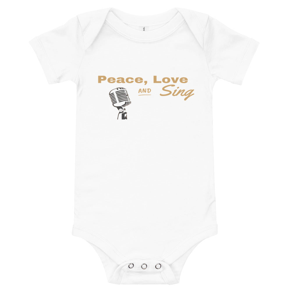 Peace Love and Sing Baby short sleeve one piece - Music Gifts Depot