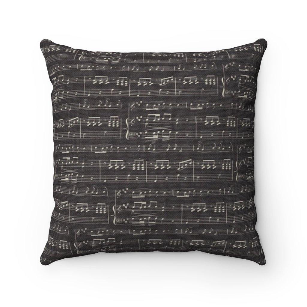 Black Music Note Square Pillow - Music Gifts Depot