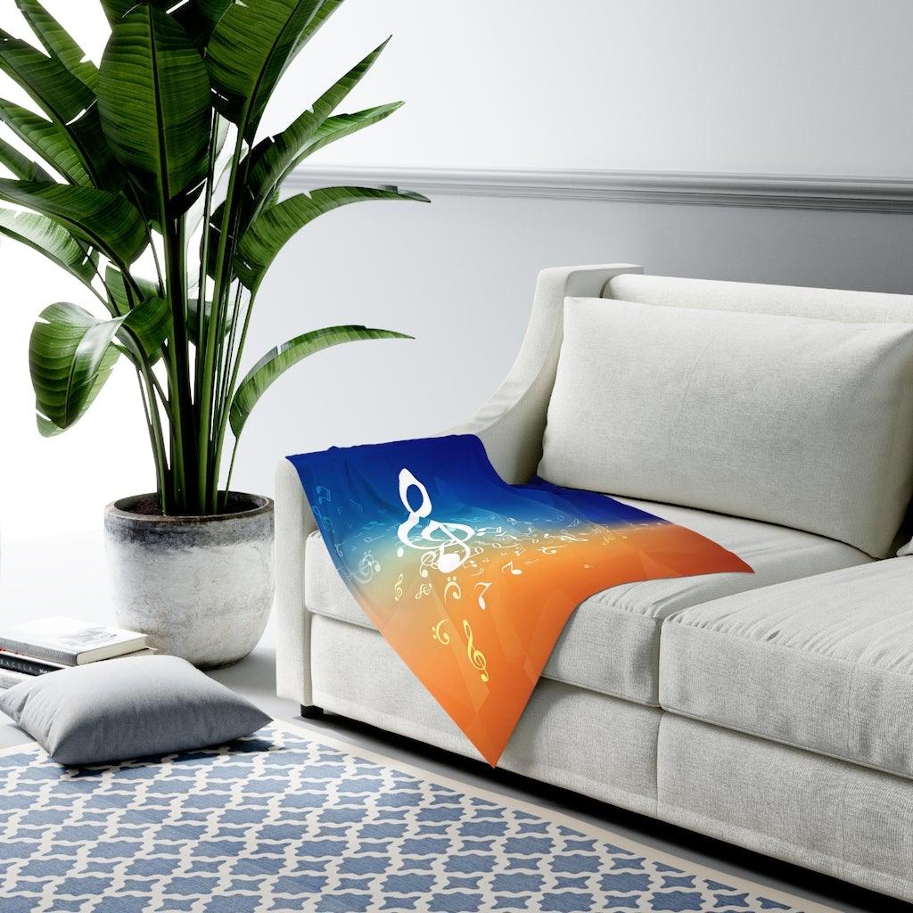 Blue and Orange Baby Swaddle Blanket - Music Gifts Depot