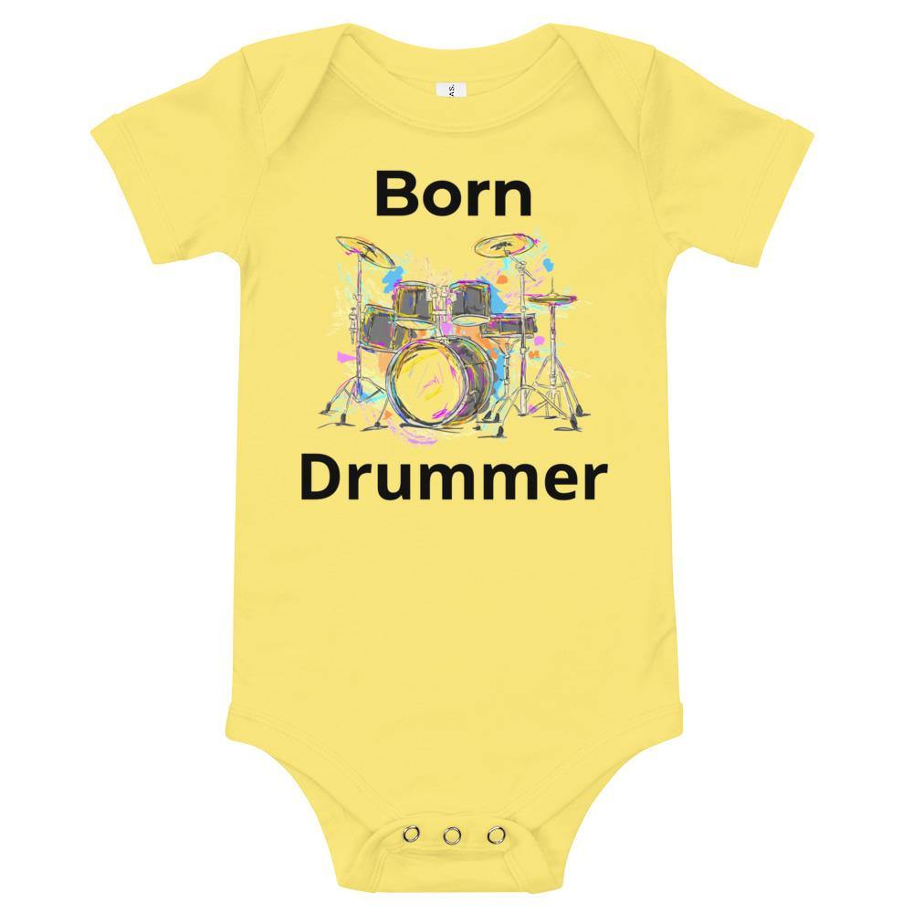 Born Drummer Music Baby short sleeve one piece - Music Gifts Depot
