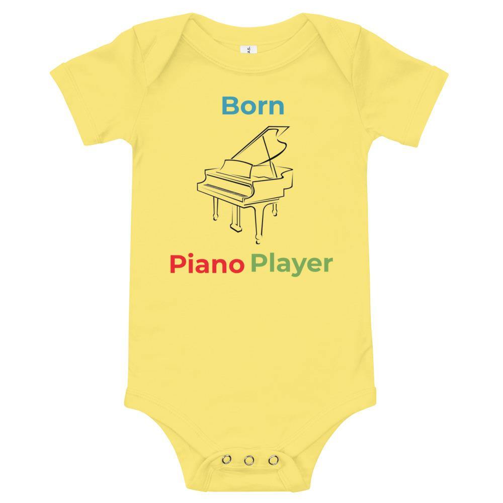 Born Piano Player Baby short sleeve one piece - Music Gifts Depot