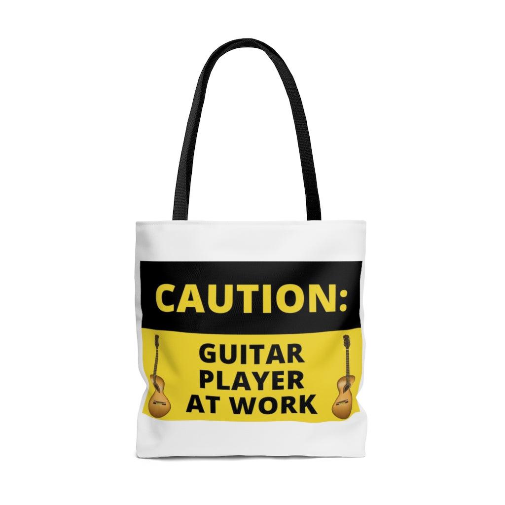 Caution Guitar Player At Work Tote Bag - Music Gifts Depot