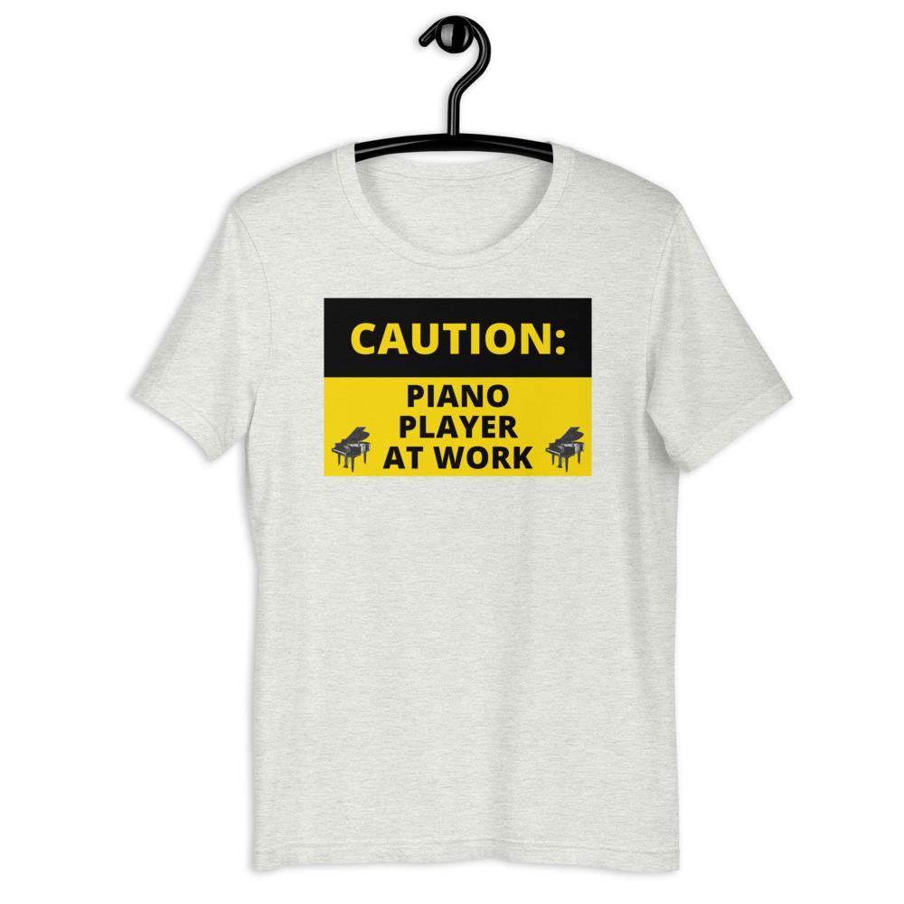 Caution Piano Player At Work T-Shirt - Music Gifts Depot