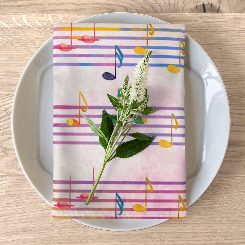 Colorful Music Note Cloth Napkins Set Of 4 - Music Gifts Depot
