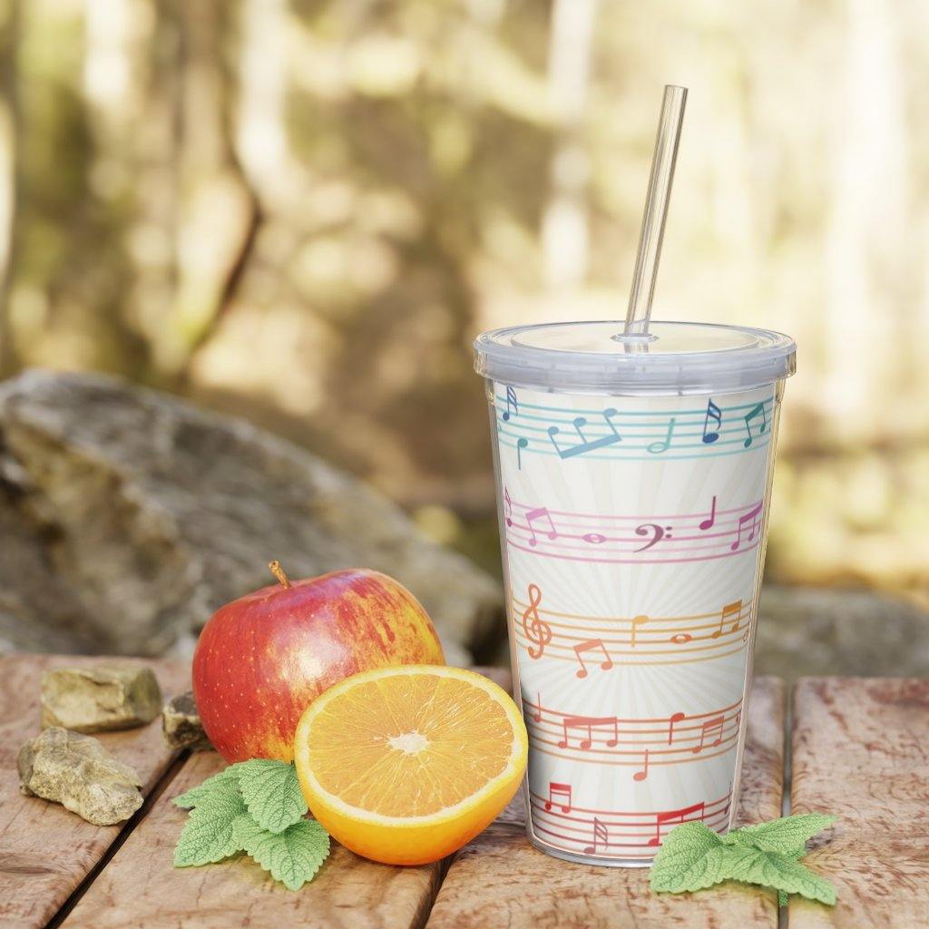 Colorful Music Note Plastic Tumbler with Straw - Music Gifts Depot