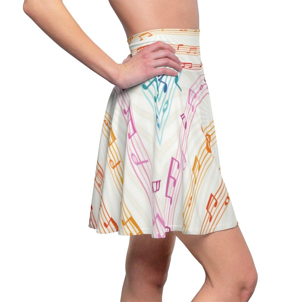 Colorful Music Note Women's Skater Skirt - Music Gifts Depot