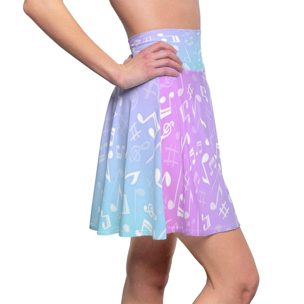 Colorful Music Note Women's Skater Skirt - Music Gifts Depot