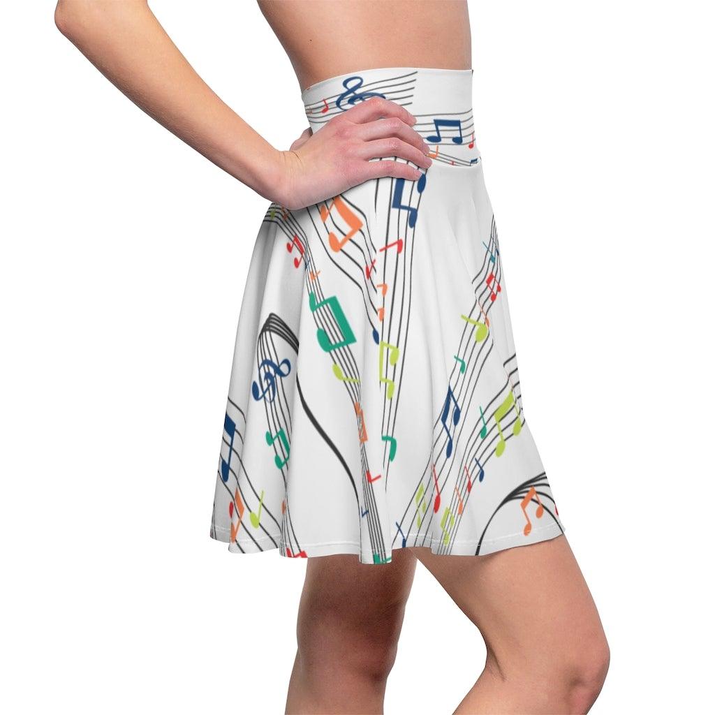 Colorful Music Note Women's Skater Skirt - Music Gifts Depot
