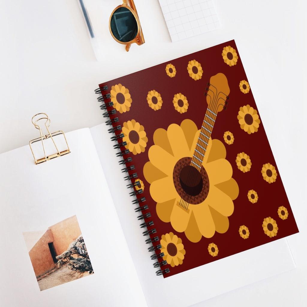 Floral Guitar Spiral Notebook - Music Gifts Depot