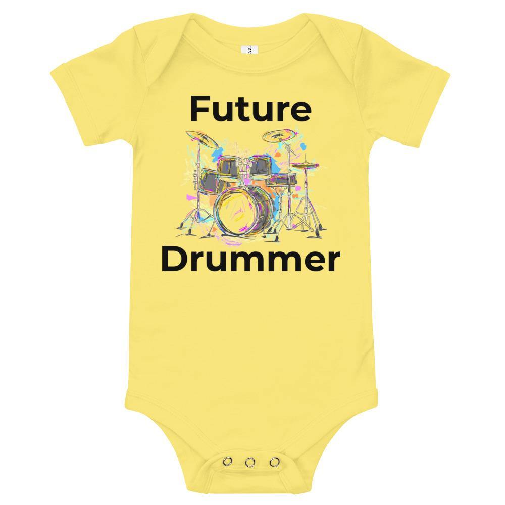 Future Drummer Music Baby short sleeve one piece - Music Gifts Depot