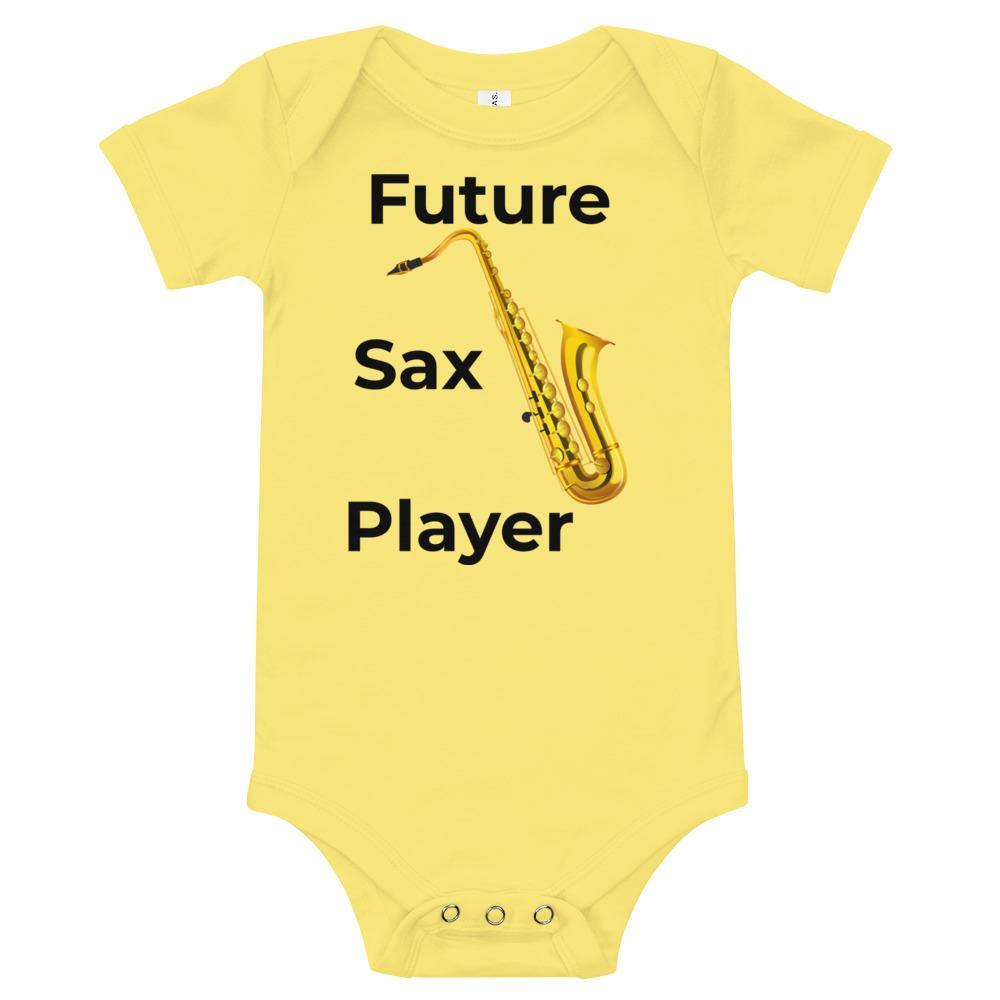 Future Sax Player Music Baby short sleeve one piece - Music Gifts Depot