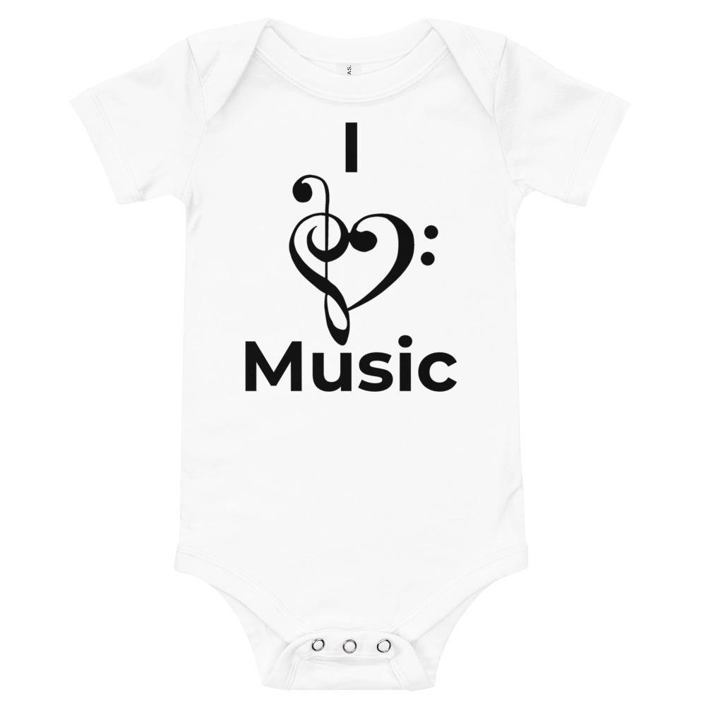 I Love Music Baby short sleeve one piece - Music Gifts Depot