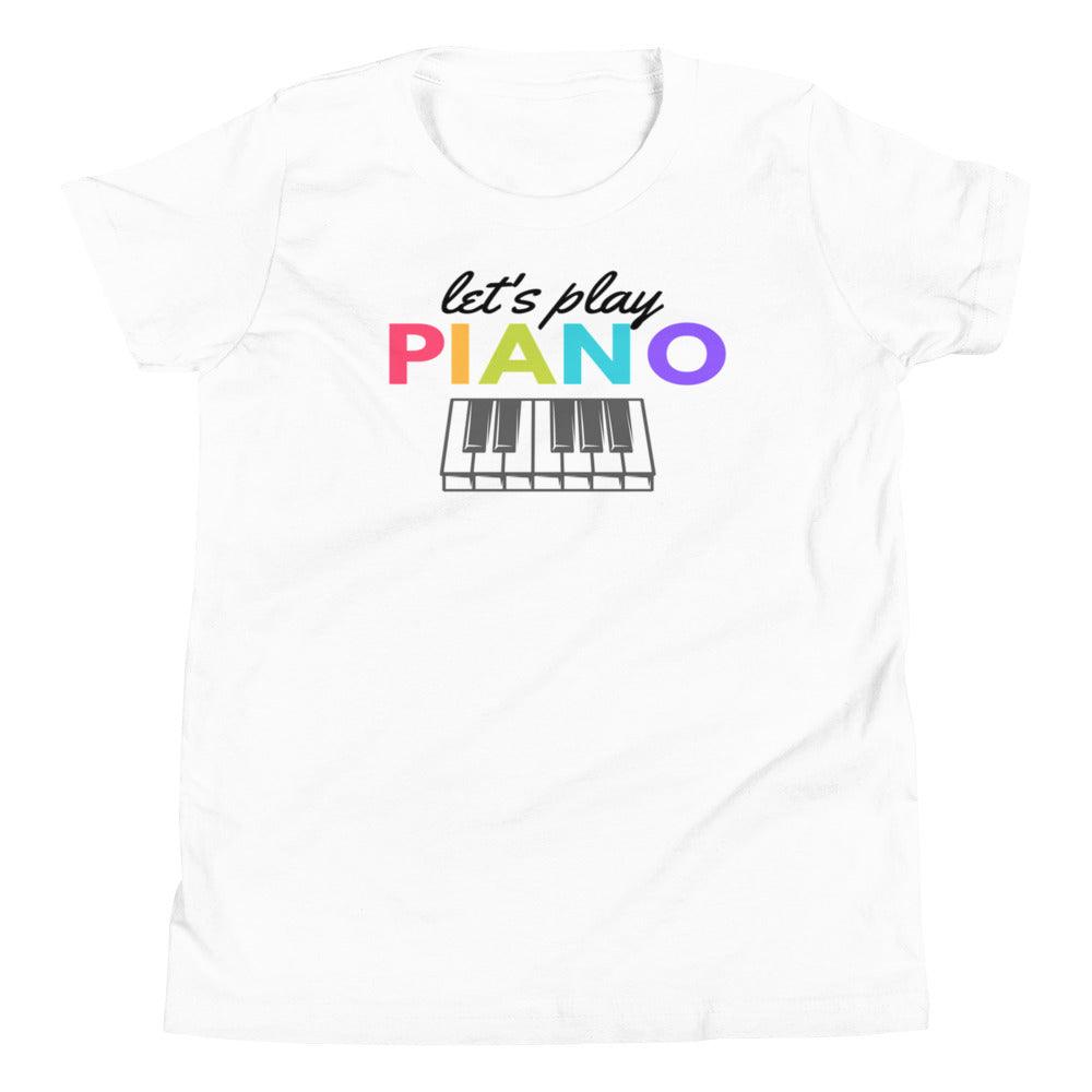 Let's Play Piano Youth Kids T-Shirt - Music Gifts Depot