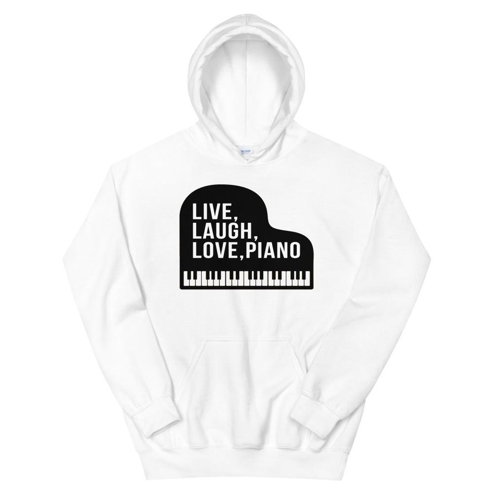 Live Laugh Love Piano Hoodie - Music Gifts Depot