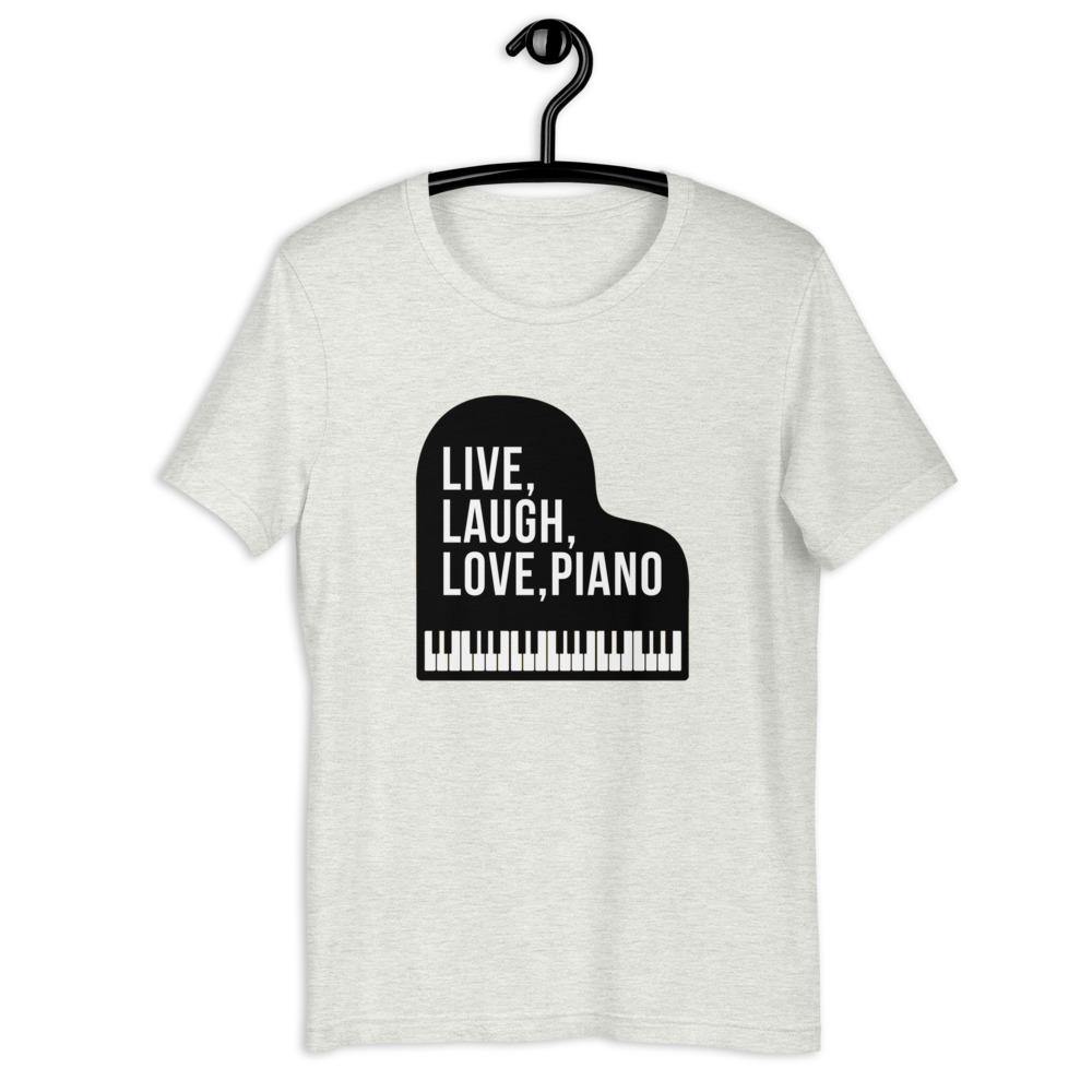 Live, Laugh, Love, Piano T-Shirt - Music Gifts Depot
