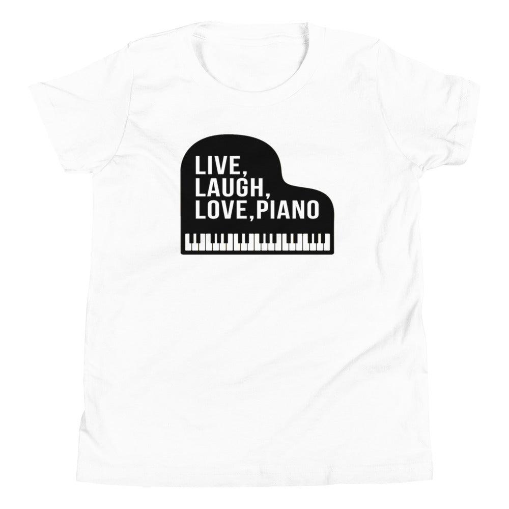 Live Laugh Love Piano Youth Kids T-Shirt - Music Gifts Depot