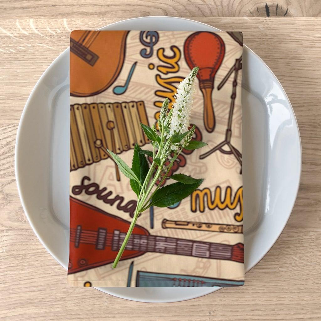 Music Instrument Cloth Napkins Set Of 4 - Music Gifts Depot