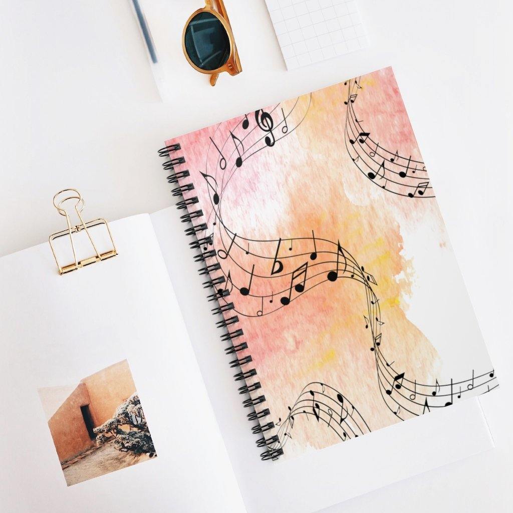 Music Note Spiral Notebook - Ruled Line - Music Gifts Depot