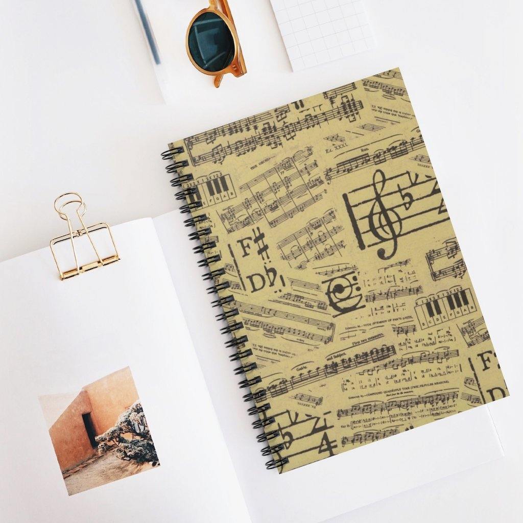 Music Spiral Notebook - Ruled Line - Music Gifts Depot