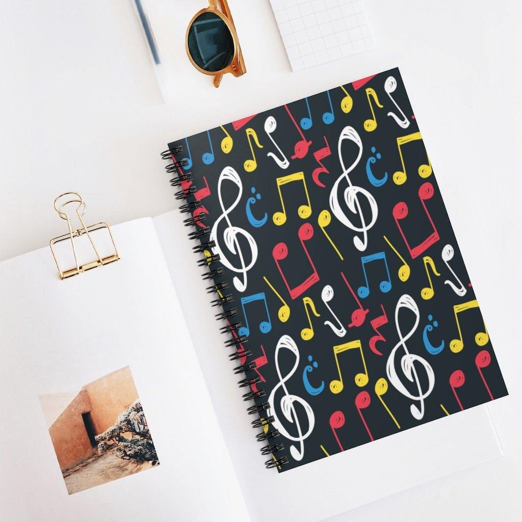Music Spiral Notebook - Ruled Line - Music Gifts Depot