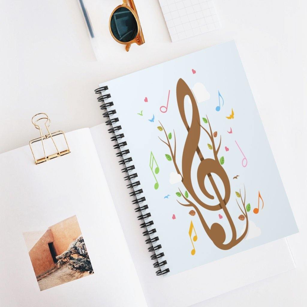 Music Spiral Notebook - Ruled Line - Music Gifts Depot
