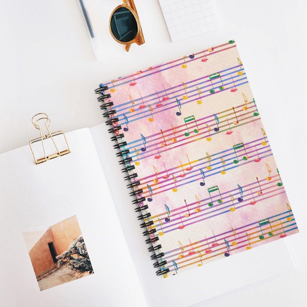 Music Spiral Notebook - Ruled Line - Music Gifts Depot