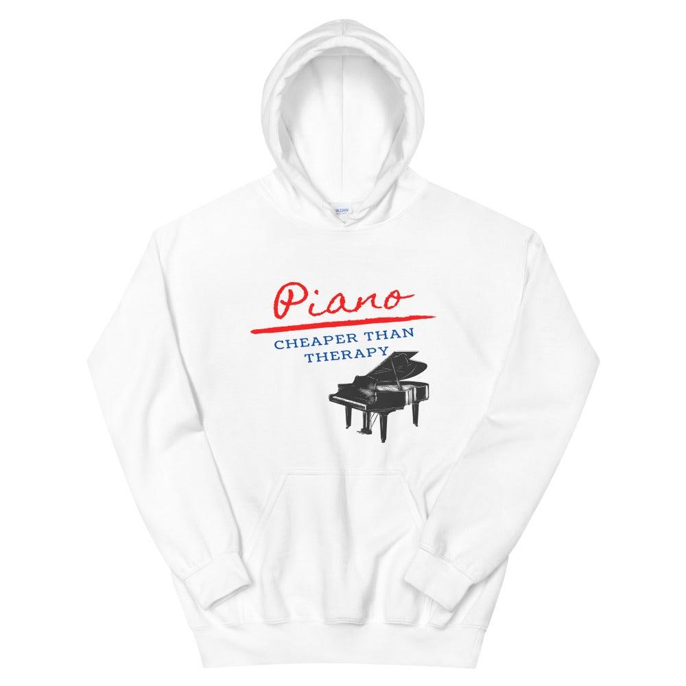 Piano Cheaper Than Therapy Hoodie - Music Gifts Depot