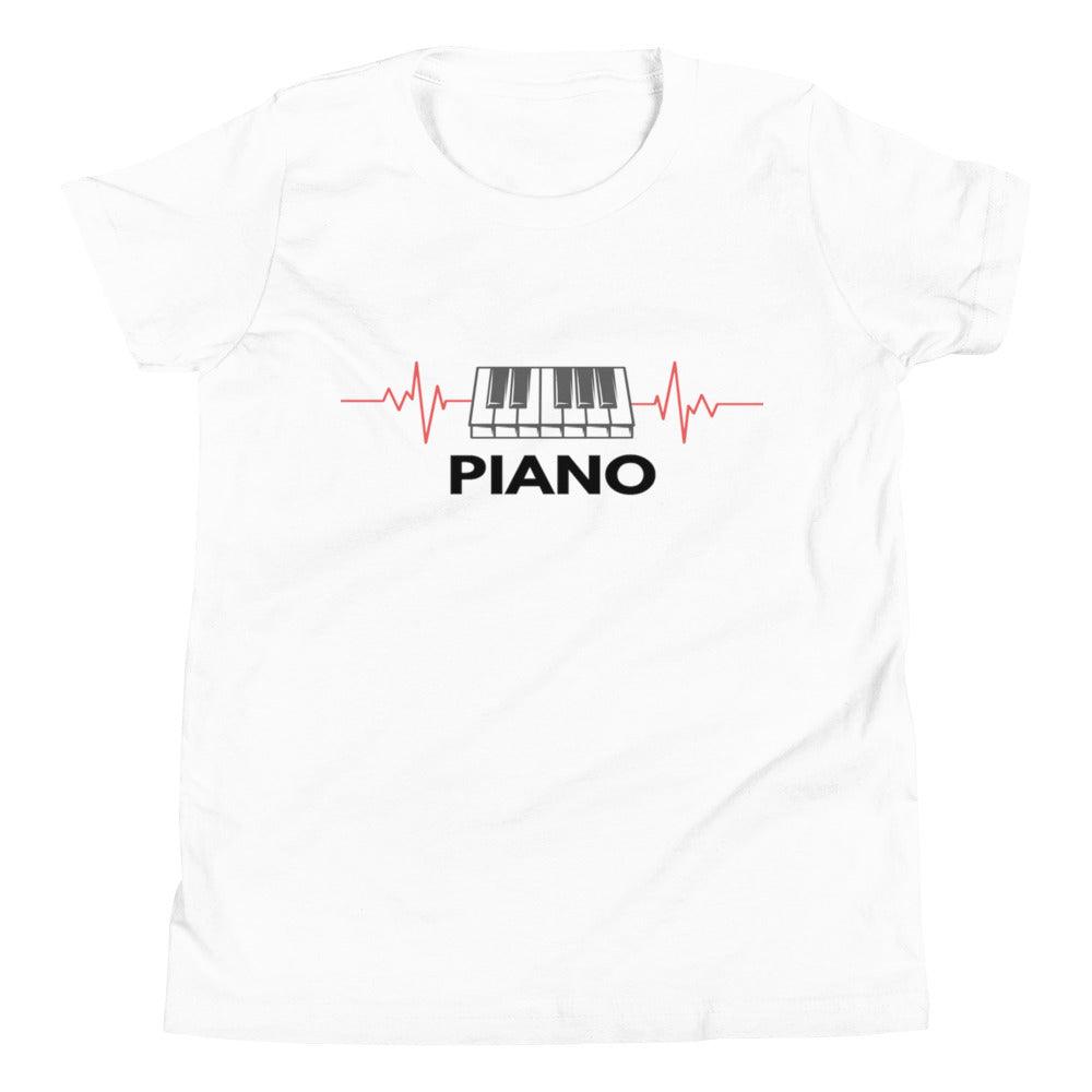 Piano Heart Beat Youth Kids T-Shirt - Music Gifts Depot