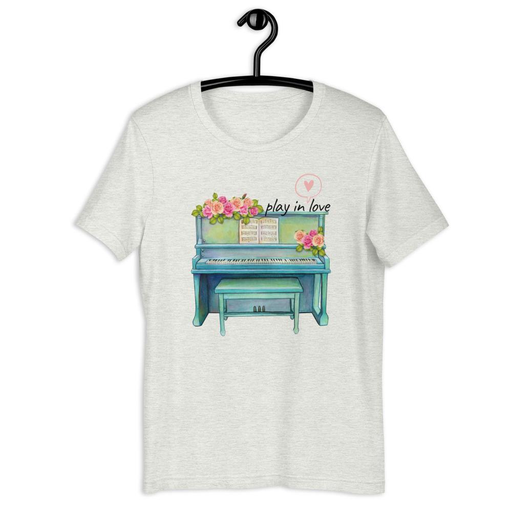 Play In Love Piano T-Shirt - Music Gifts Depot