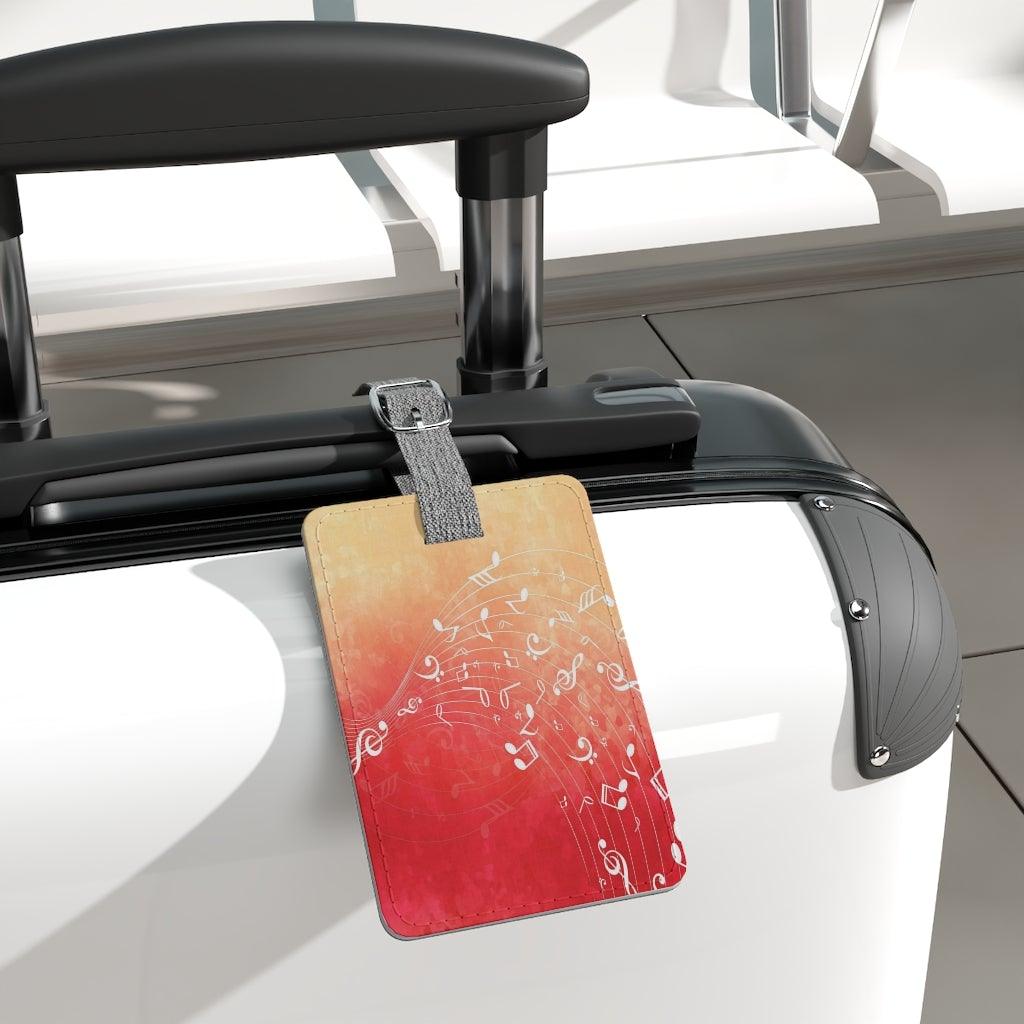 Red Music Note Luggage and Instrument Case Tag - Music Gifts Depot