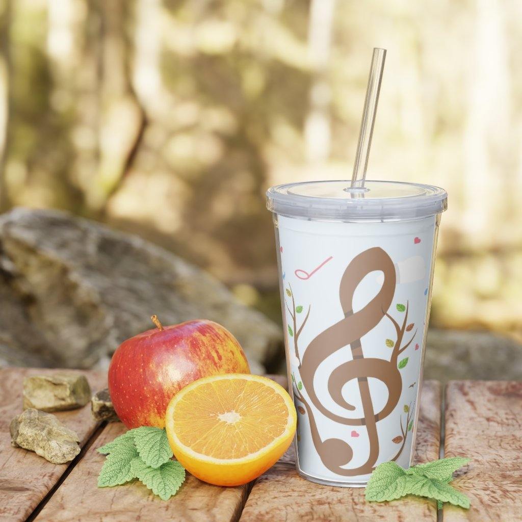 Treble Clef Plastic Tumbler with Straw - Music Gifts Depot