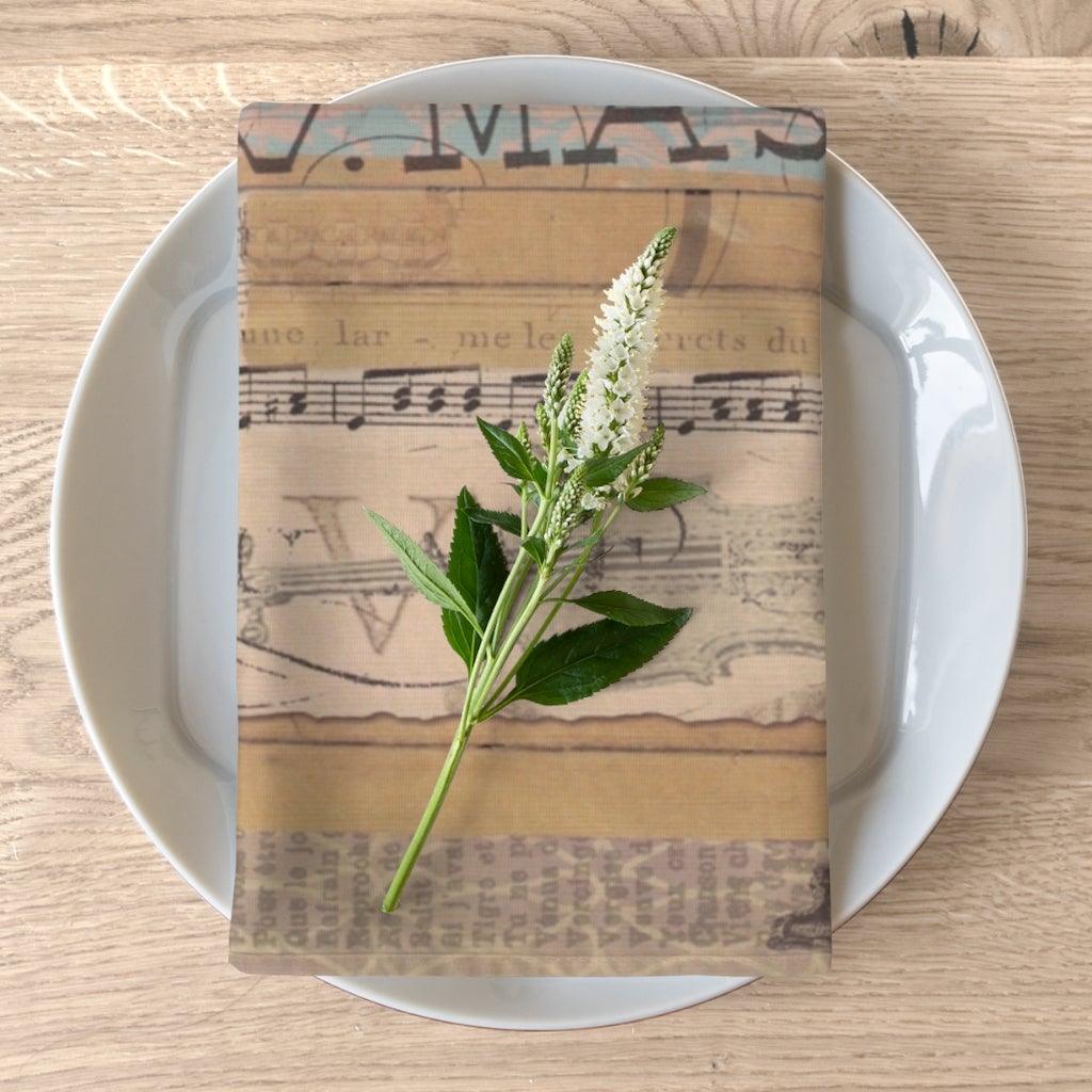 Vintage Music Note Cloth Napkins Set Of 4 - Music Gifts Depot