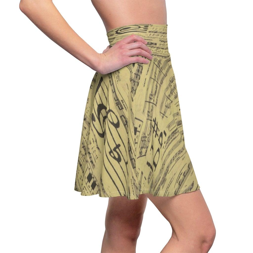 Vintage Music Note Women's Skater Skirt - Music Gifts Depot