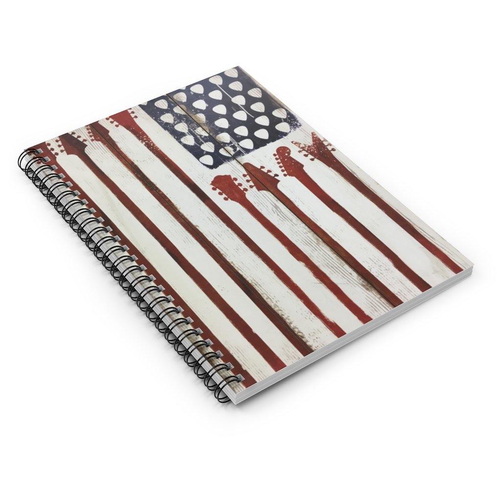 American Flag Guitar Spiral Notebook - Ruled Line | Music Gifts Depot