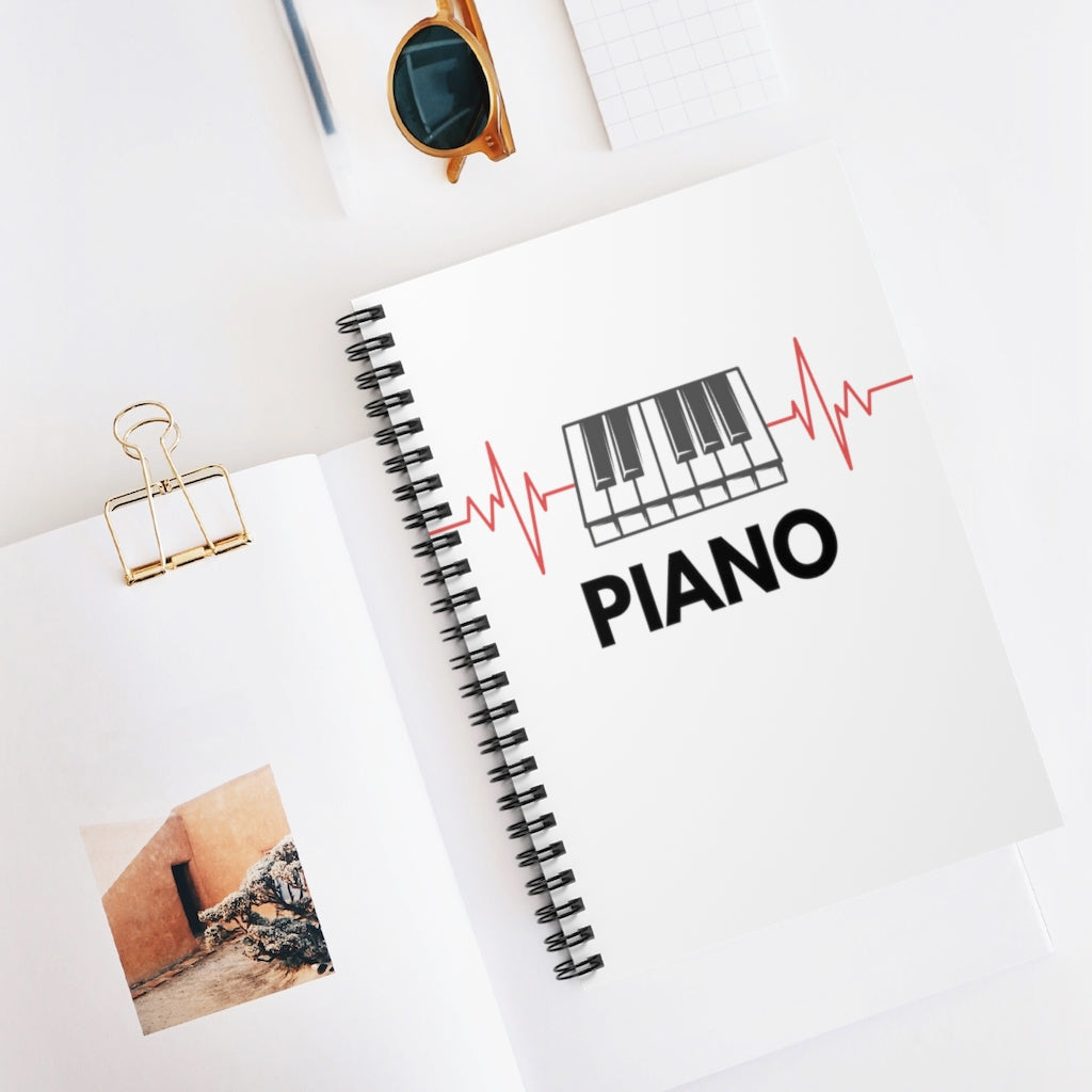 Piano Heartbeat Spiral Notebook - Ruled Line