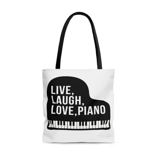 Live Laugh Love Piano Tote Bag - Music Gifts Depot