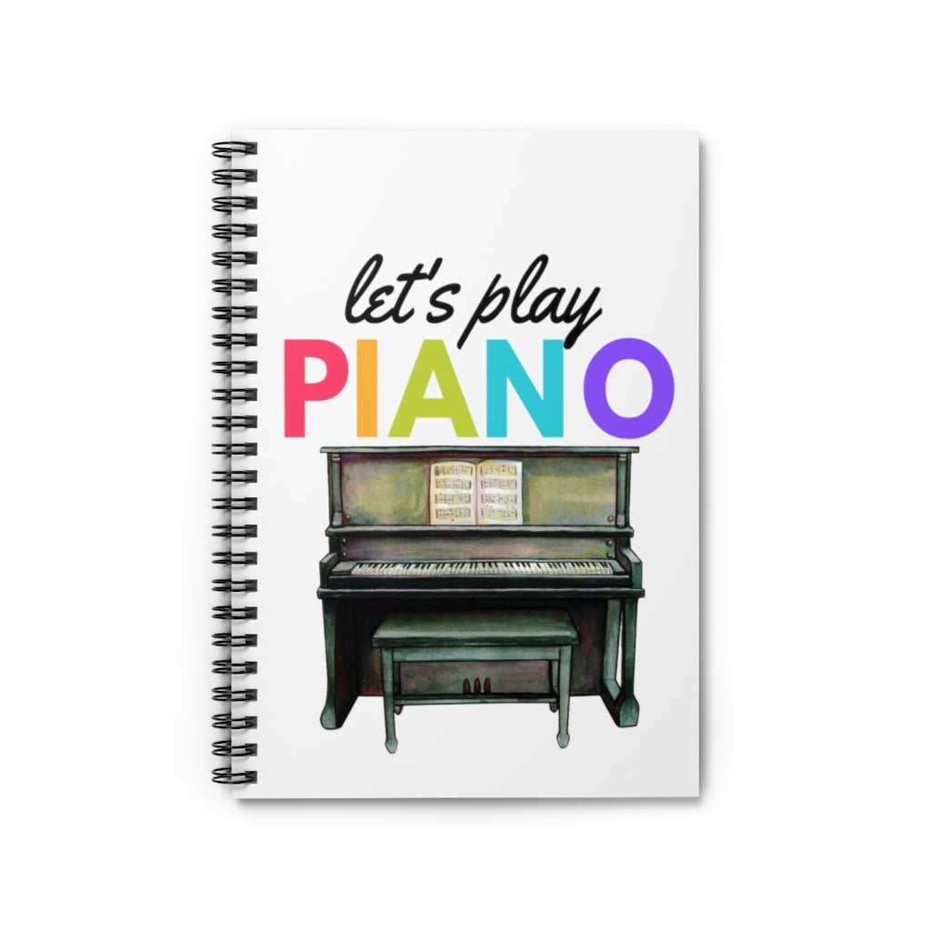 Let's Play Piano Spiral Notebook - Ruled Line | Music Gifts Depot