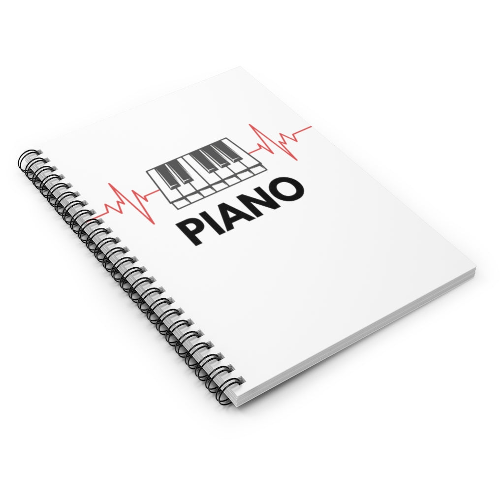 Piano Heartbeat Spiral Notebook - Ruled Line | Music Gifts Depot