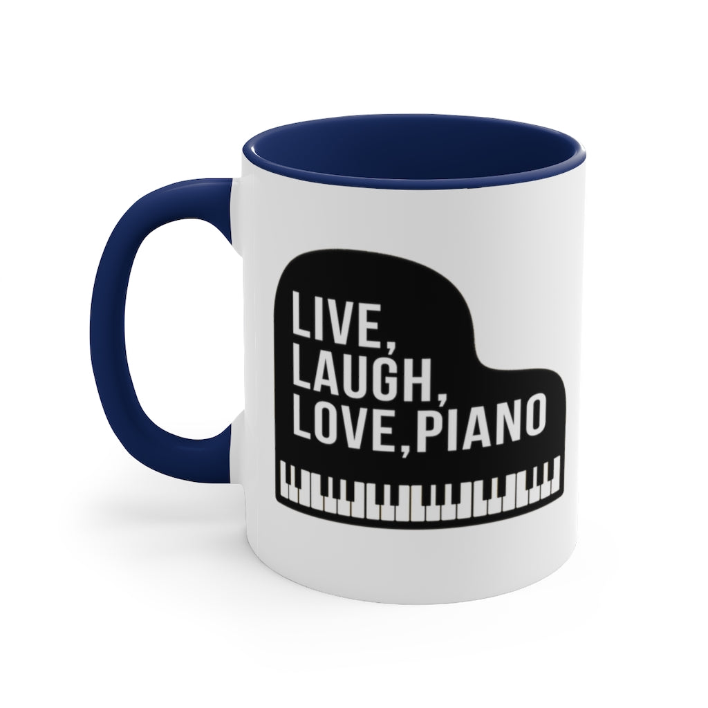 Live Laugh Love Piano Pianist Coffee Mug, 11oz