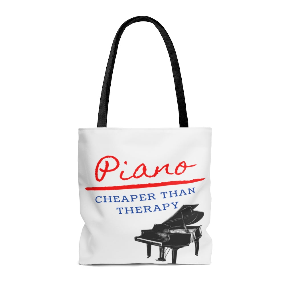 Piano Cheaper Than Therapy Tote Bag | Music Gifts Depot