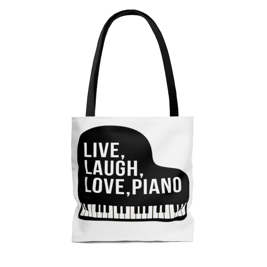Live Laugh Love Piano Tote Bag - Music Gifts Depot