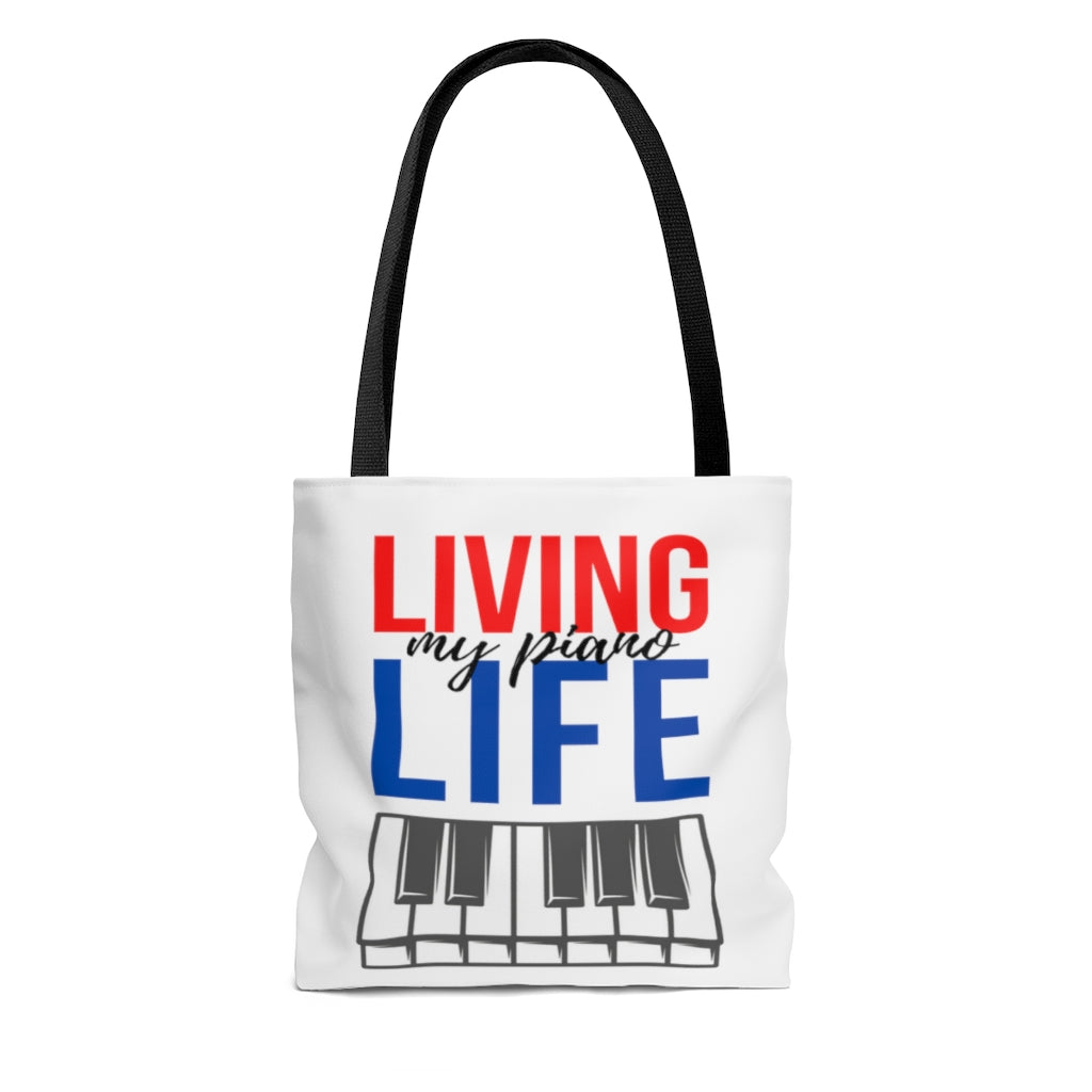 Living My Piano Life Tote Bag | Music Gifts Depot