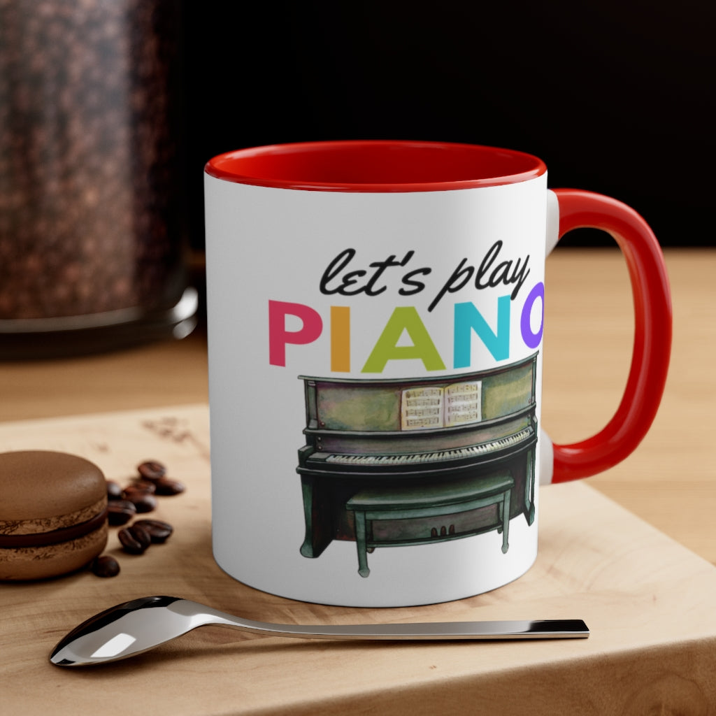 Colorful Let's Play Piano Coffee Mug, 11oz