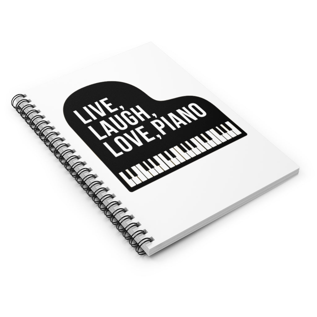 Live Laugh Love Piano Spiral Notebook - Ruled Line | Music Gifts Depot
