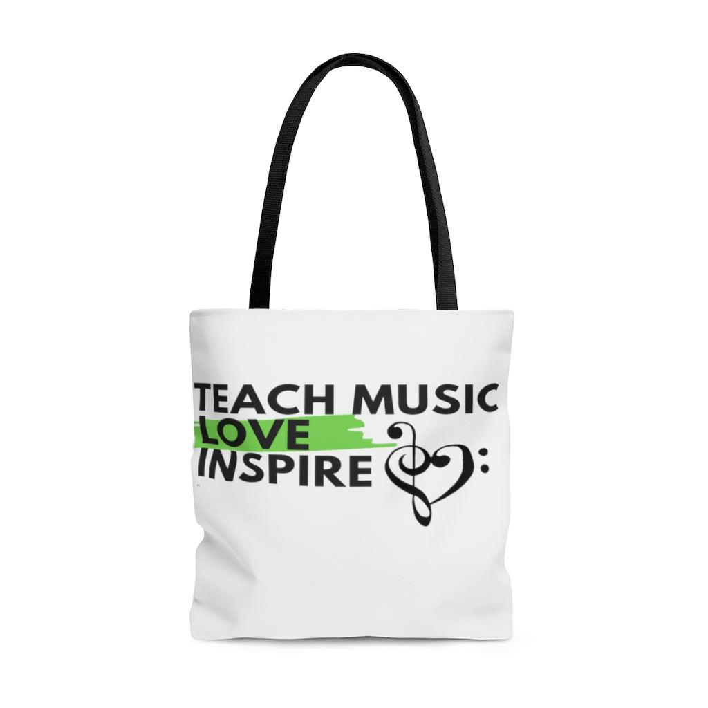 Teach Music Love Inspire Tote Bag | Music Gifts Depot