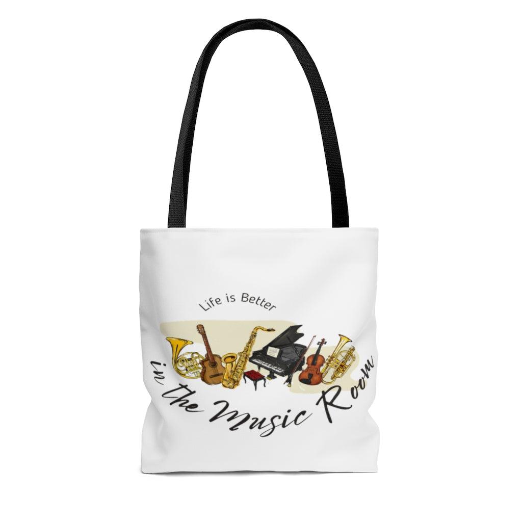 Life Is Better In The Music Room Tote Bag | Music Gifts Depot