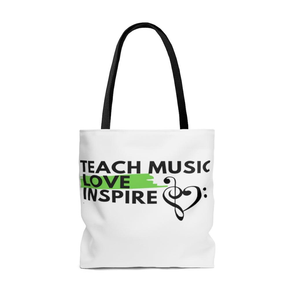 Teach Music Love Inspire Tote Bag | Music Gifts Depot