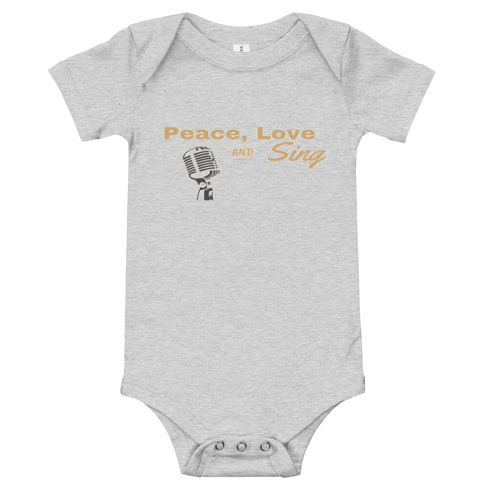 Peace Love and Sing Baby short sleeve one piece - Music Gifts Depot