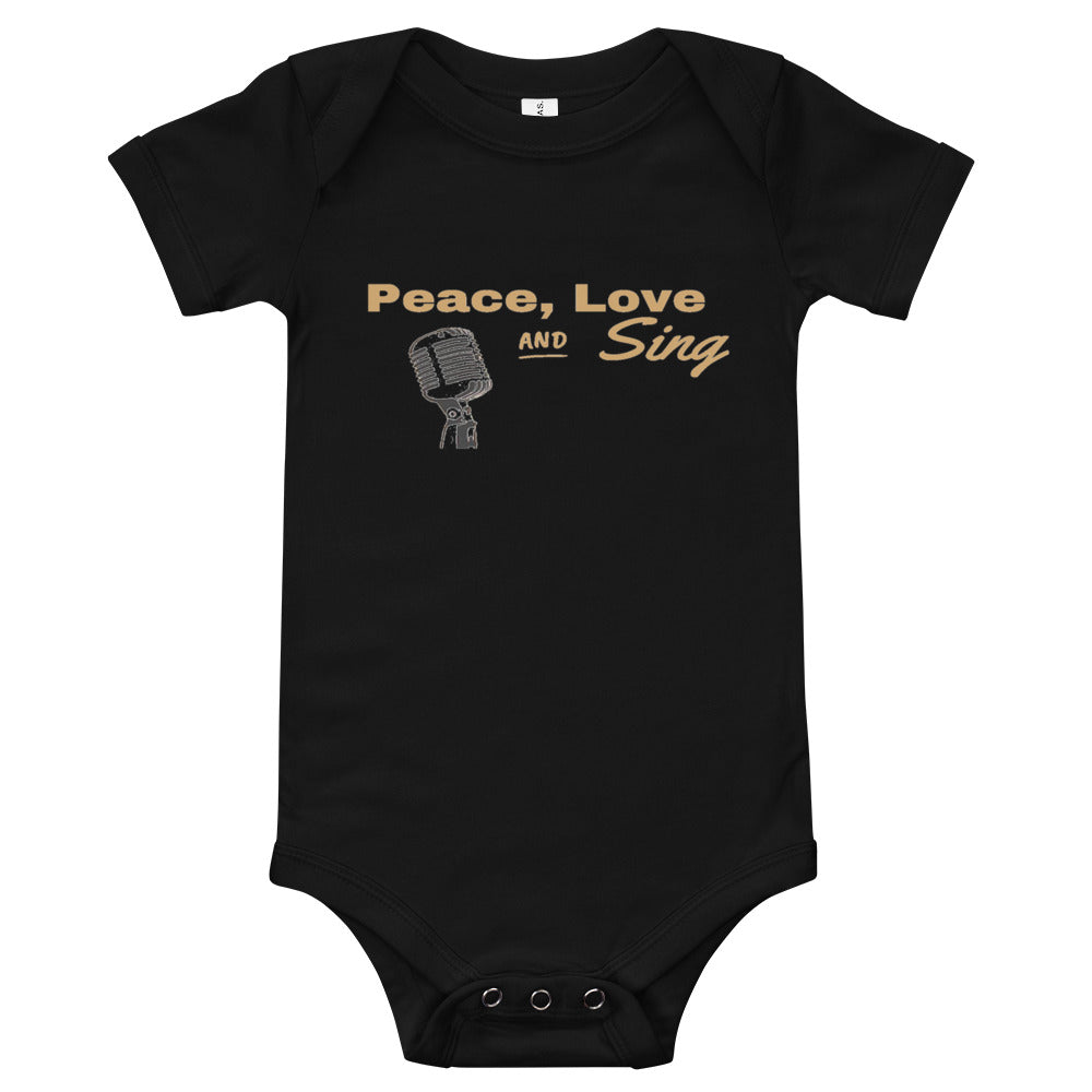Peace Love and Sing Baby short sleeve one piece - Music Gifts Depot